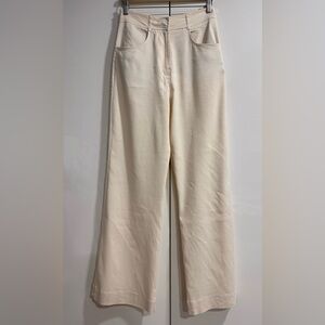 FRAME LINEN HIGH RISE WIDE LEG PANTS SIZE 2